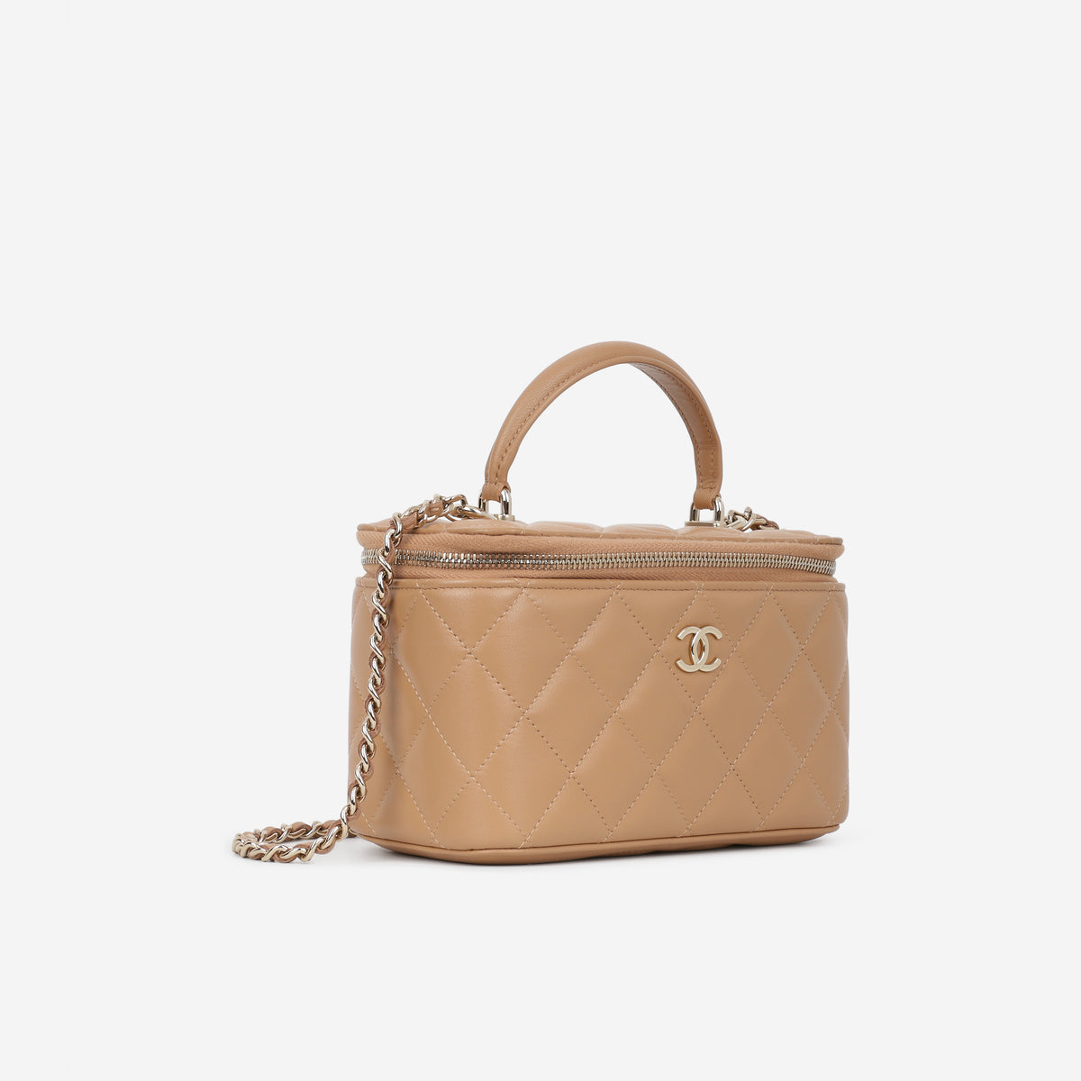 Chanel Top Handle Vanity - Caramel Lambskin | Champagne Gold Hardware