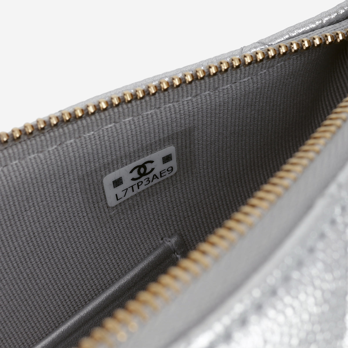 Chanel Clutch with Chain - Silver Metallic Caviar | Gold Hardware