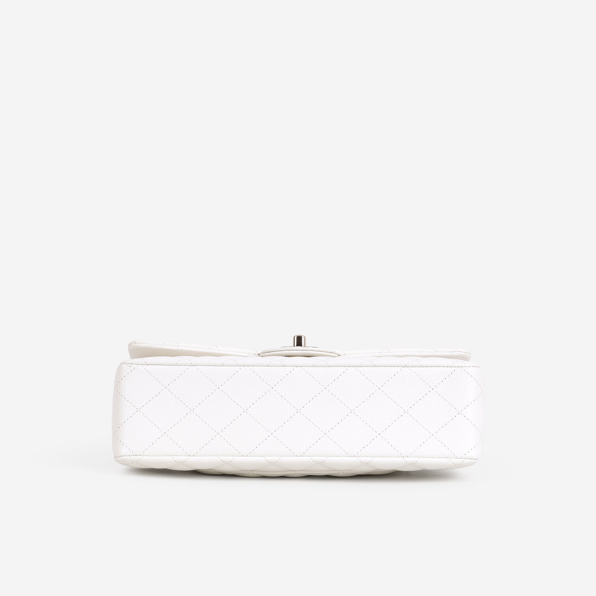 Chanel Medium Classic Flap - White Caviar | Champagne Gold Hardware - Bagista