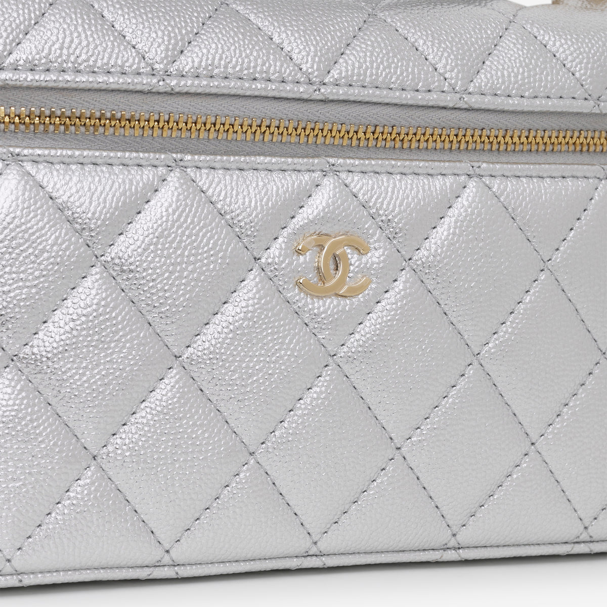 Chanel Top Handle Vanity With Chain - Silver Caviar | Champagne Gold Hardware - Bagista