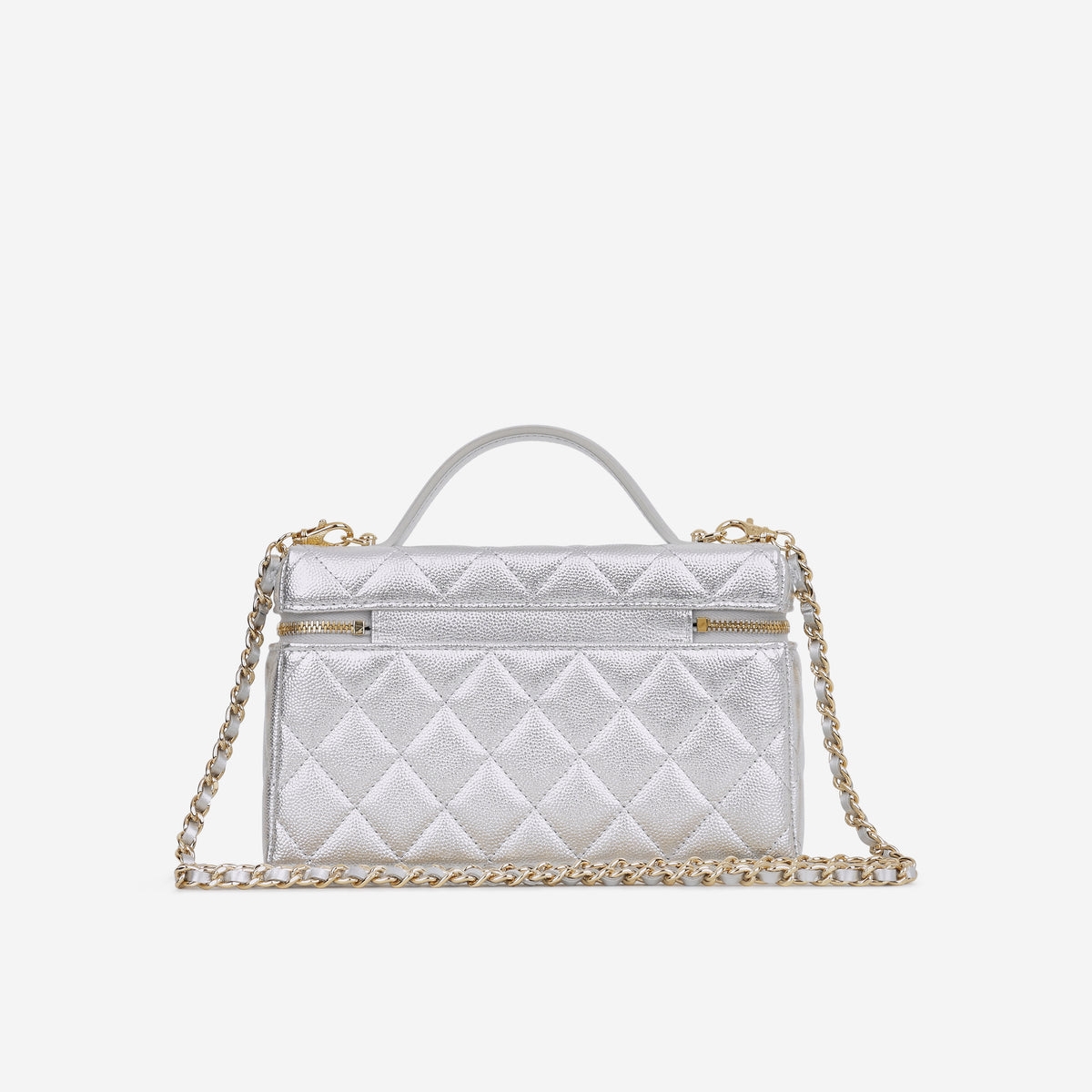 Chanel Top Handle Vanity With Chain - Silver Caviar | Champagne Gold Hardware - Bagista