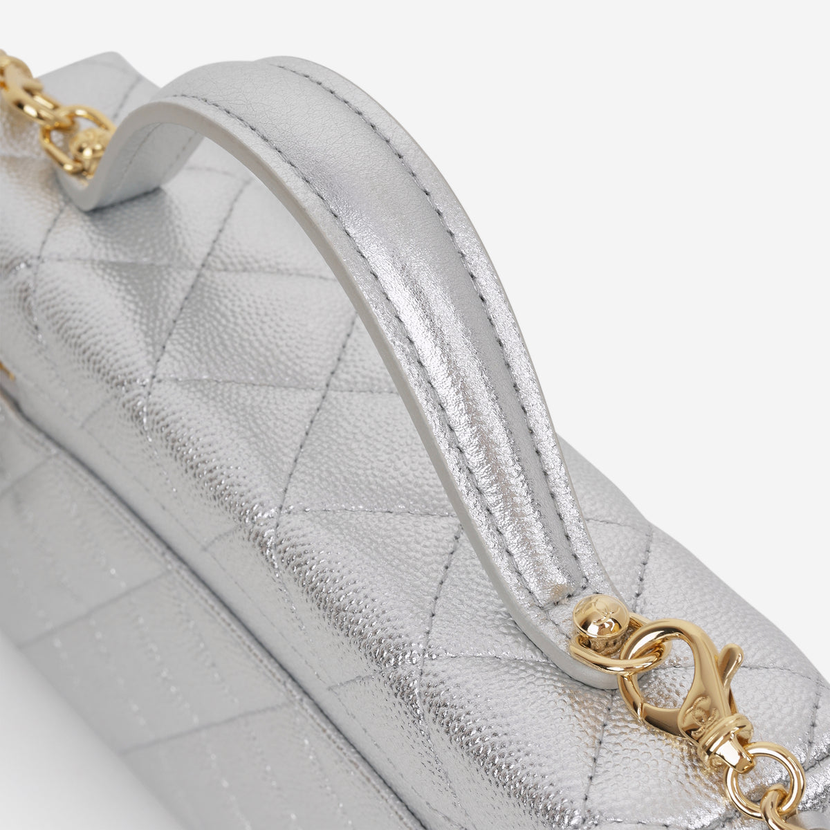 Chanel Top Handle Vanity With Chain - Silver Caviar | Champagne Gold Hardware - Bagista