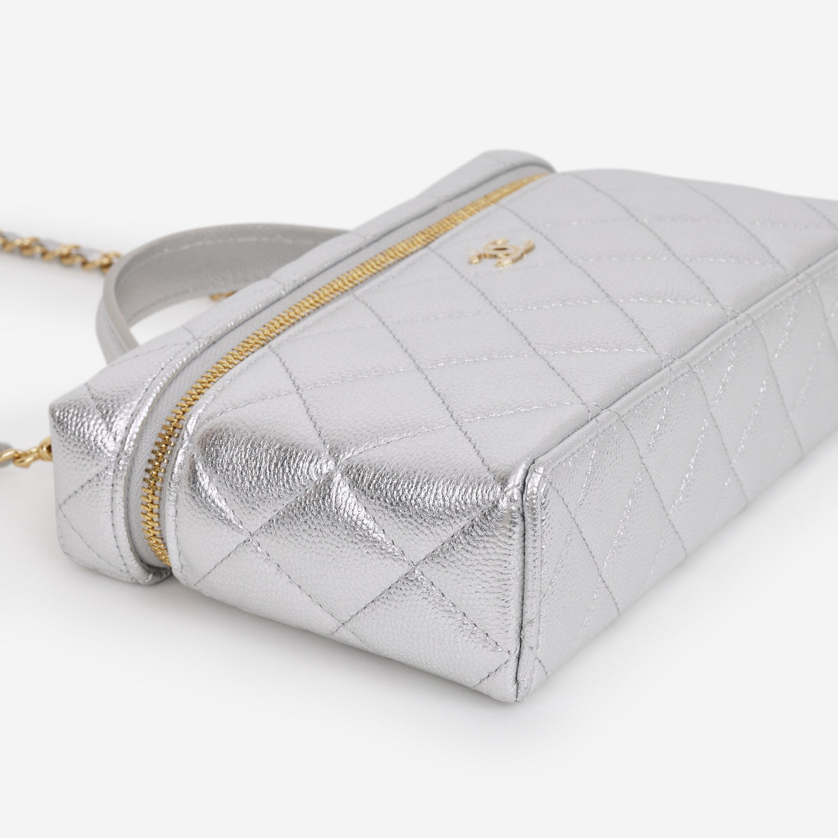Chanel Top Handle Vanity With Chain - Silver Caviar | Champagne Gold Hardware - Bagista