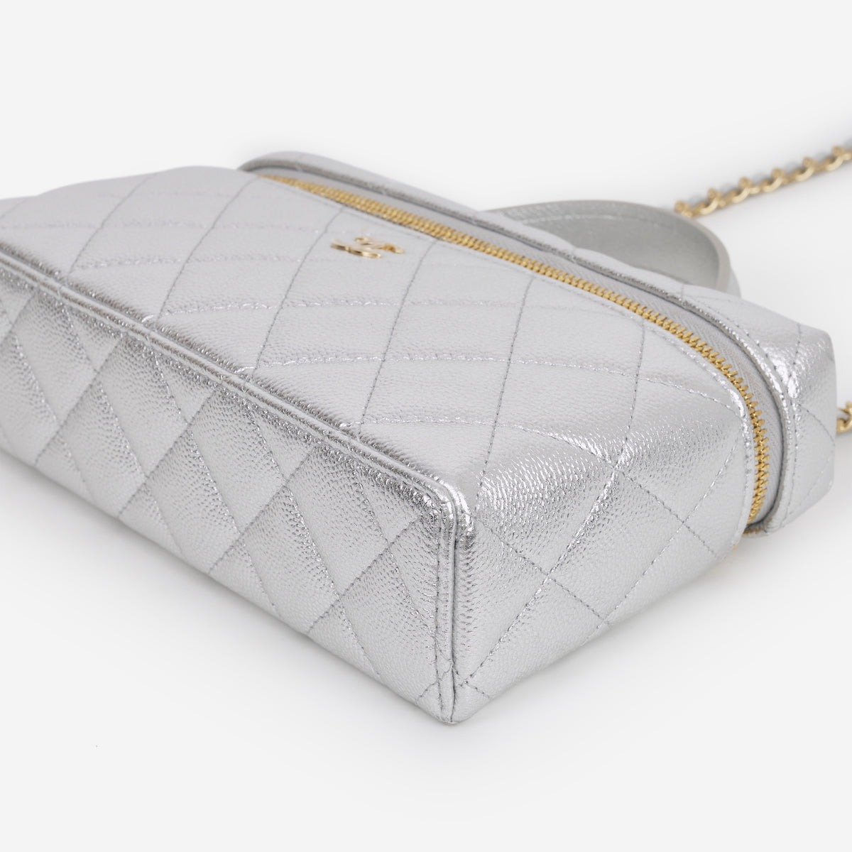 Chanel Top Handle Vanity With Chain - Silver Caviar | Champagne Gold Hardware - Bagista
