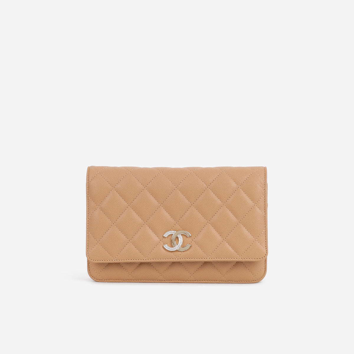 Wallet On Chain - Caramel Caviar Crystal | Champagne Gold Hardware - Bagista