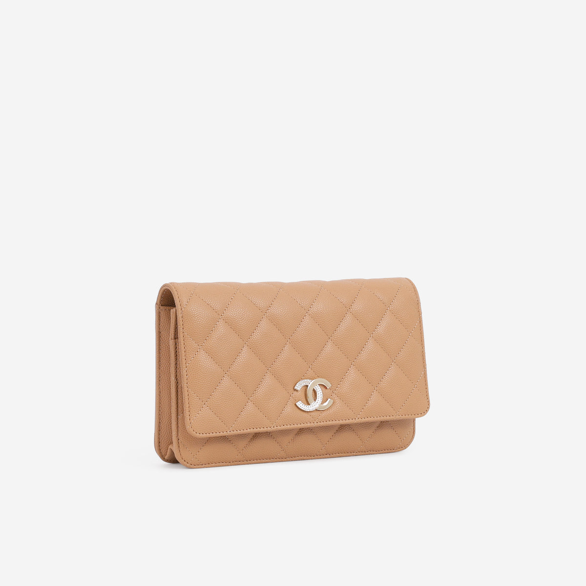 Wallet On Chain - Caramel Caviar Crystal | Champagne Gold Hardware - Bagista