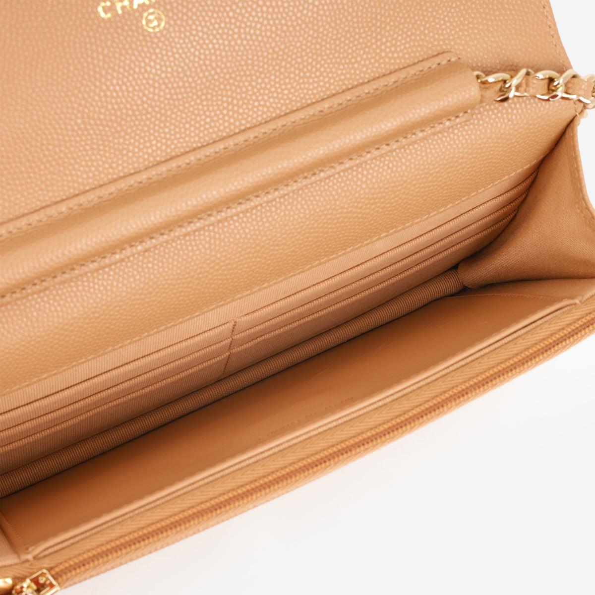 Wallet On Chain - Caramel Caviar Crystal | Champagne Gold Hardware - Bagista