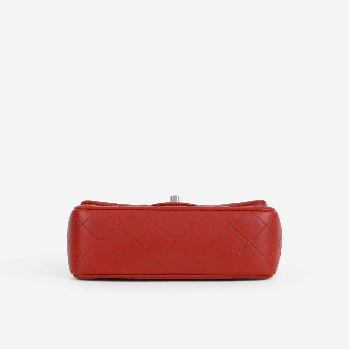 Chanel Mini Rectangular - Red Lambskin | Silver Hardware - Bagista