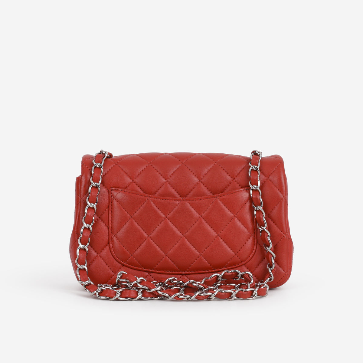 Chanel Mini Rectangular - Red Lambskin | Silver Hardware - Bagista