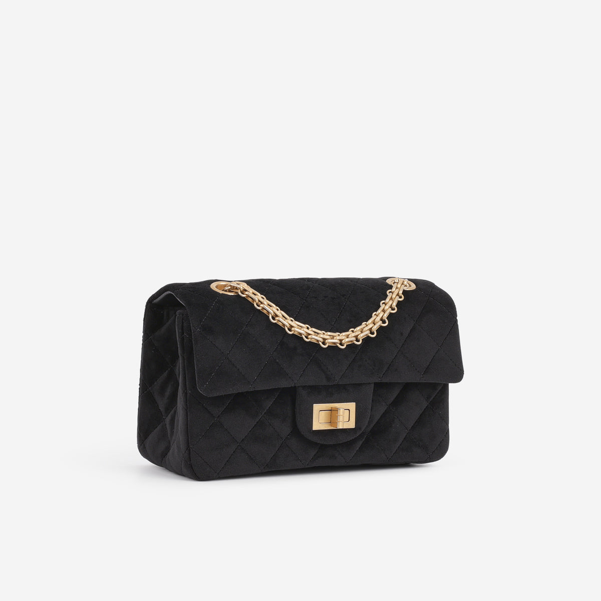 Chanel Mini 2.55 Reissue 224 - Black Velvet | Aged Gold Hardware - Bagista