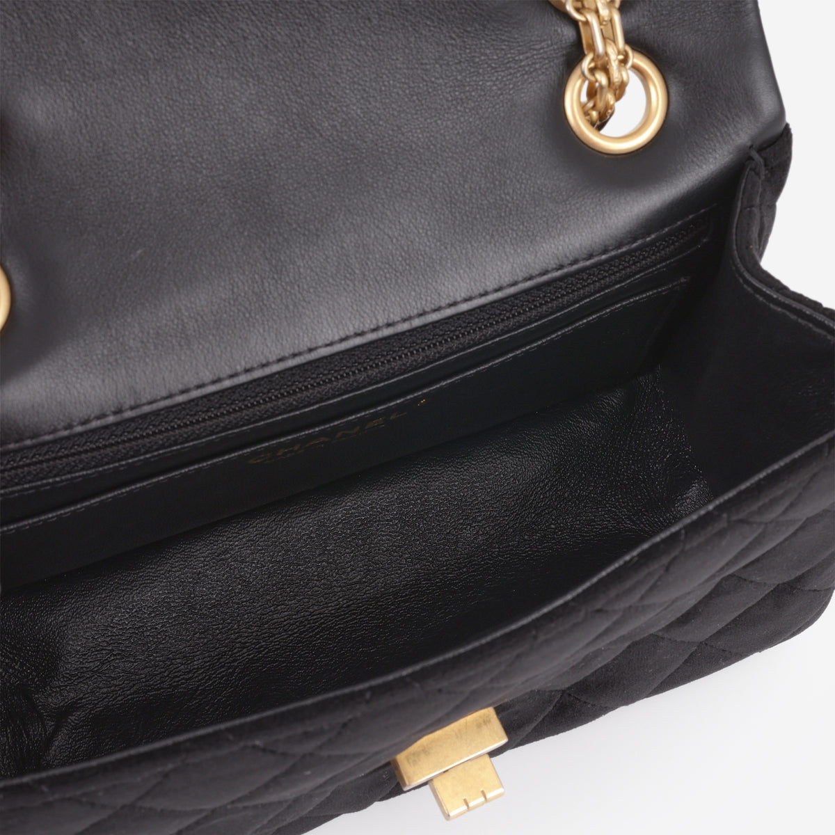 Chanel Mini 2.55 Reissue 224 - Black Velvet | Aged Gold Hardware - Bagista
