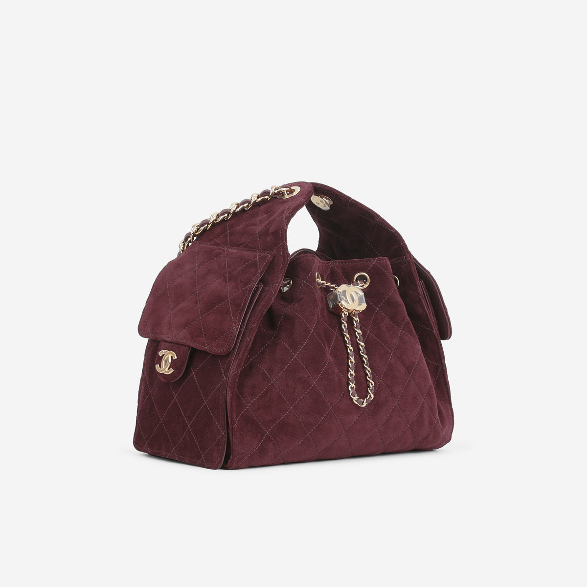 Chanel Mini 25 Hobo - Burgundy Suede Polished | Gold Hardware