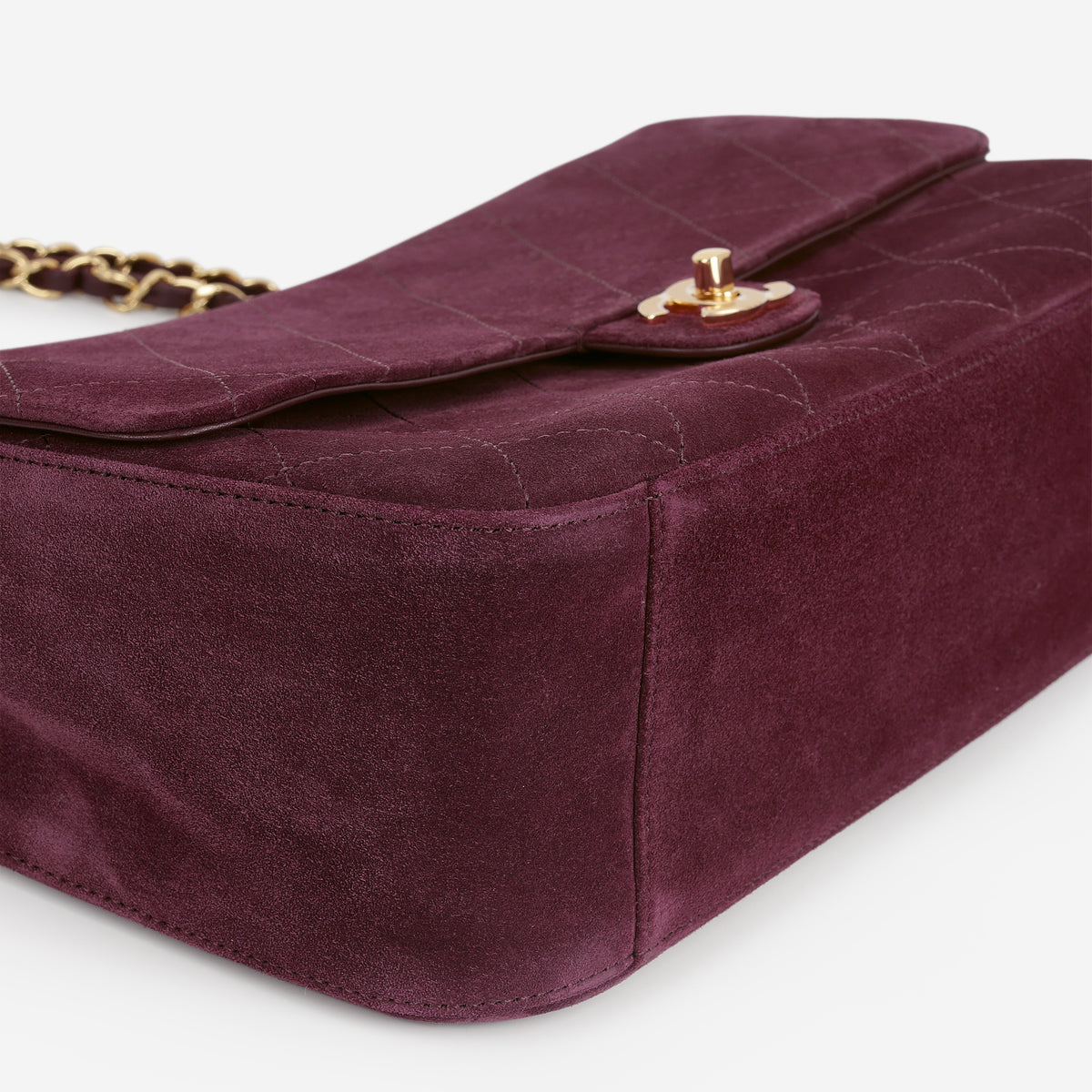 Chanel 2026 Maxi Flap Bag 32 - Burgundy Suede Goatskin | Polished Gold Hardware