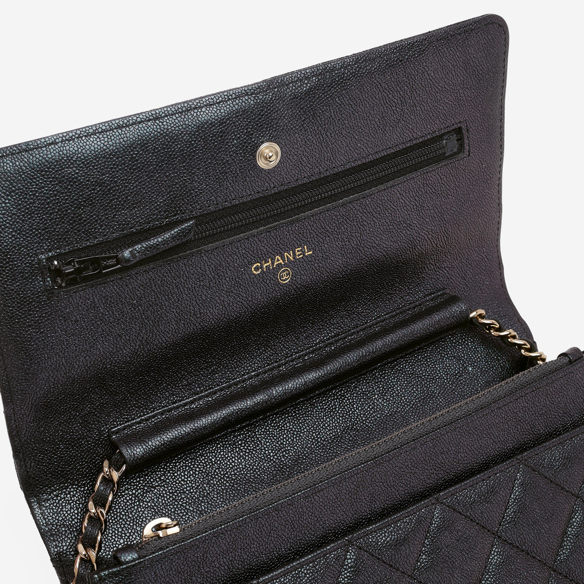 Chanel Classic Wallet on Chain - Black Iridescent Caviar | Gold Hardware