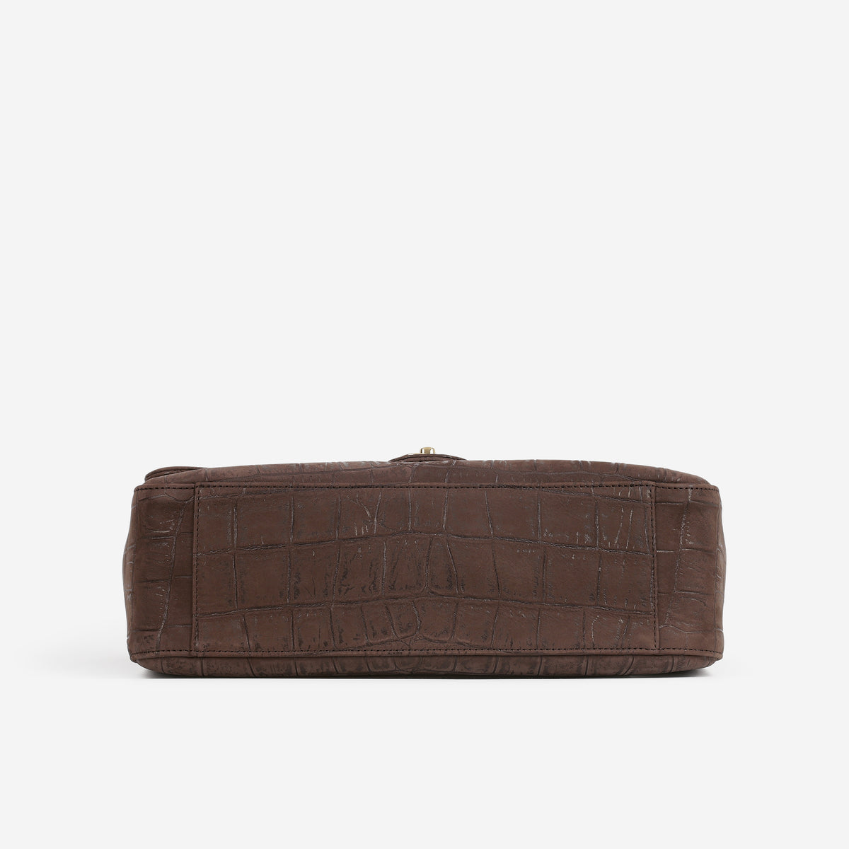 Chanel 2026 Maxi Flap Bag 32 - Brown Croc Embossed Suede | Gold Hardware