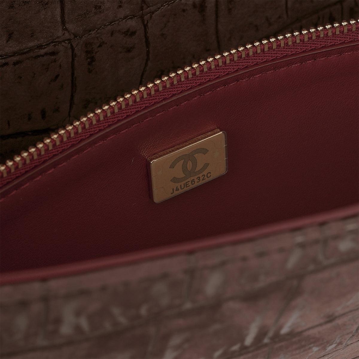 Chanel 2026 Maxi Flap Bag 32 - Brown Croc Embossed Suede | Gold Hardware