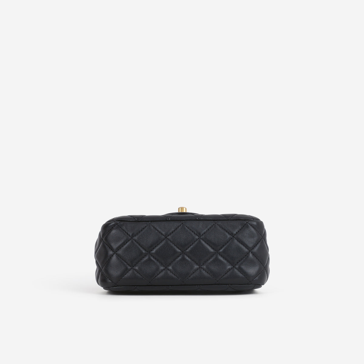 Chanel Mini Flap Square Pearl Crush - Black Lambskin | Aged Gold Hardware