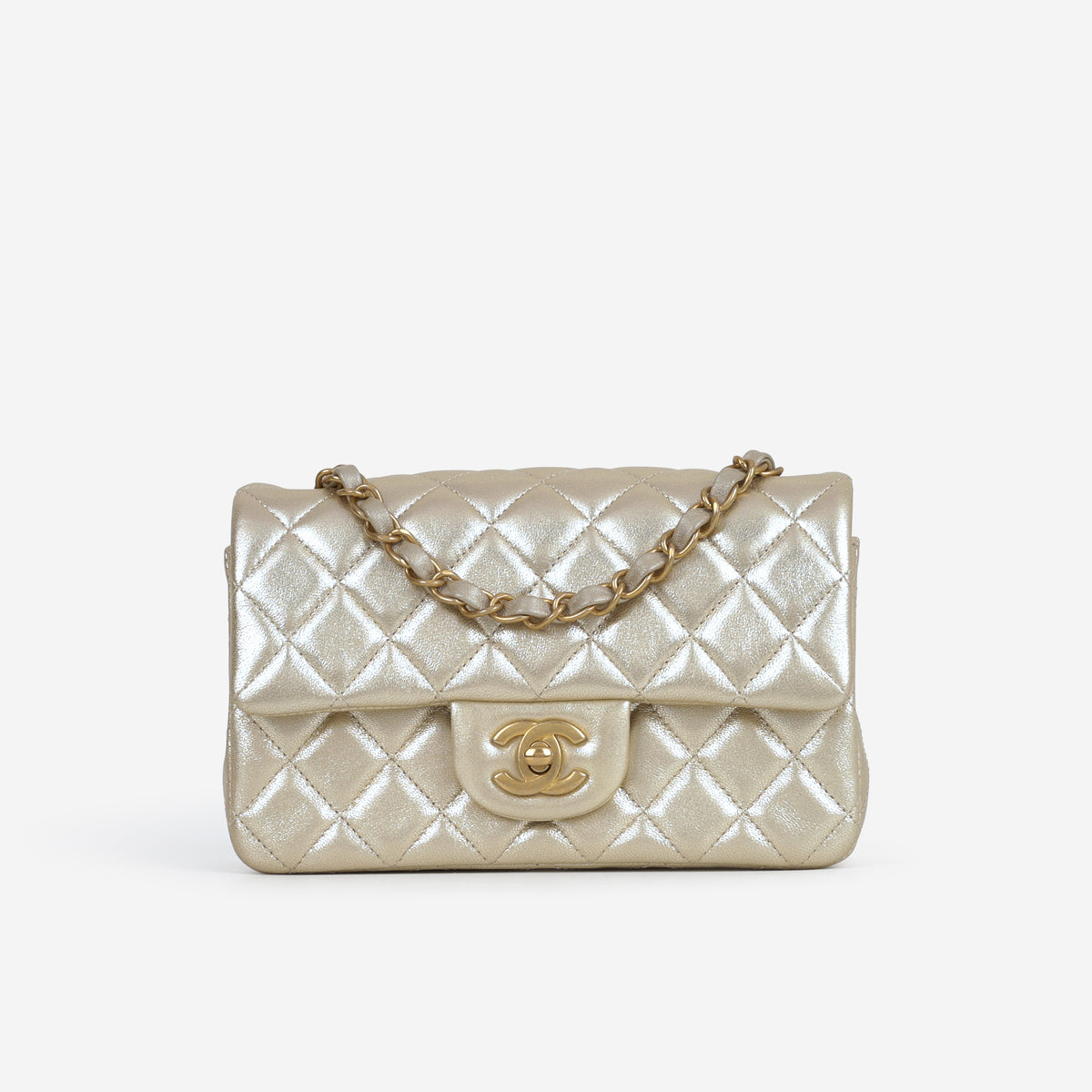 Chanel Mini Rectangular - Gold Metallic Lambskin | Aged Gold Hardware