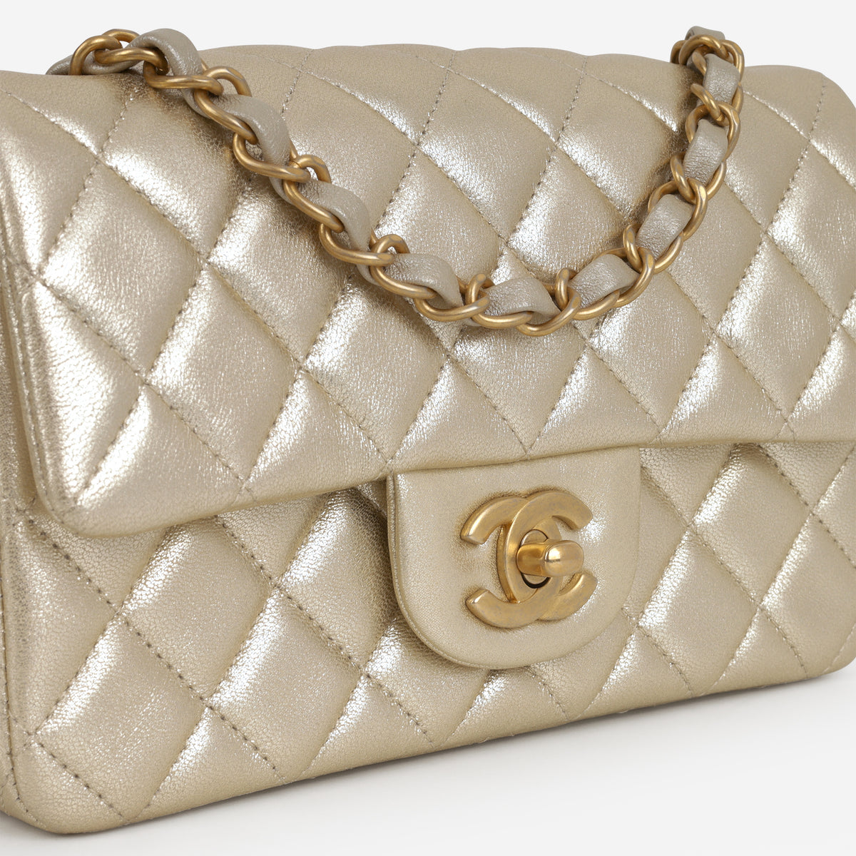 Chanel Mini Rectangular - Gold Metallic Lambskin | Aged Gold Hardware