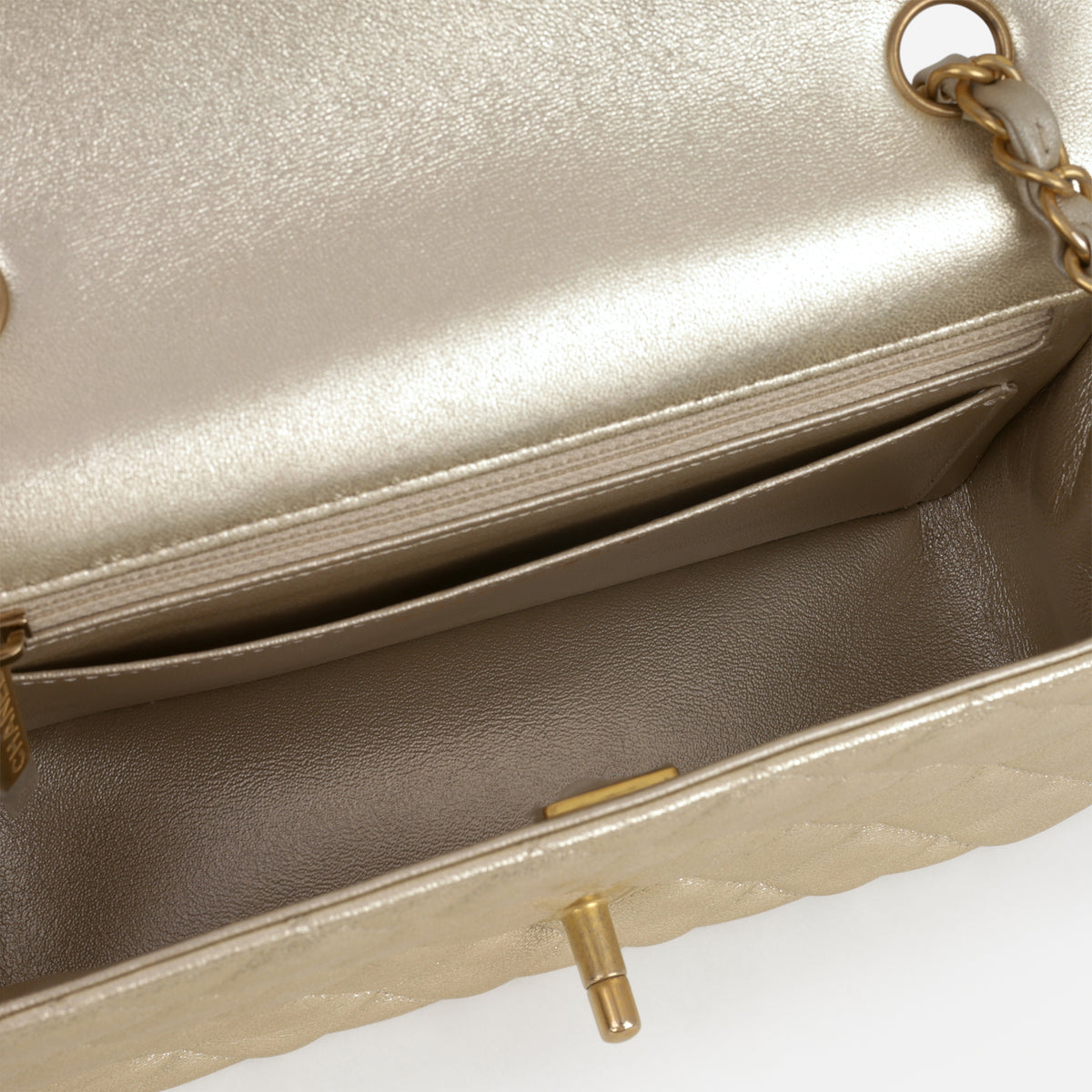 Chanel Mini Rectangular - Gold Metallic Lambskin | Aged Gold Hardware
