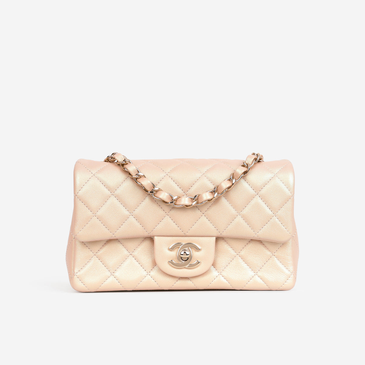 Chanel Mini Rectangular - Pink Pearlescent Lambskin | Champagne Gold Hardware - Bagista