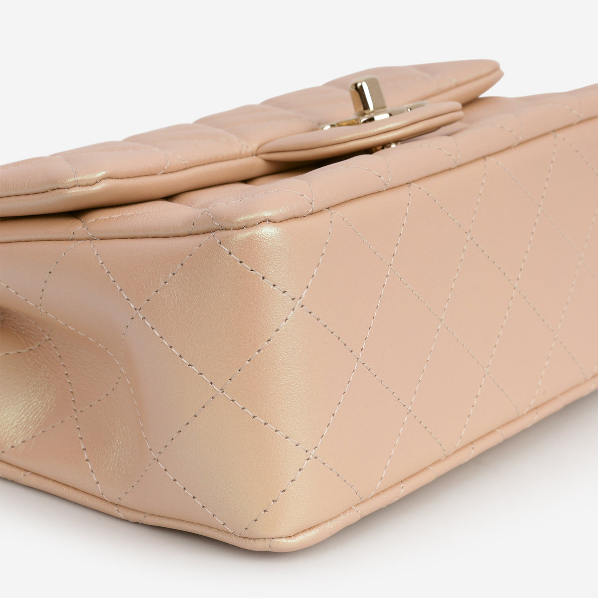 Chanel Mini Rectangular - Pink Pearlescent Lambskin | Champagne Gold Hardware - Bagista