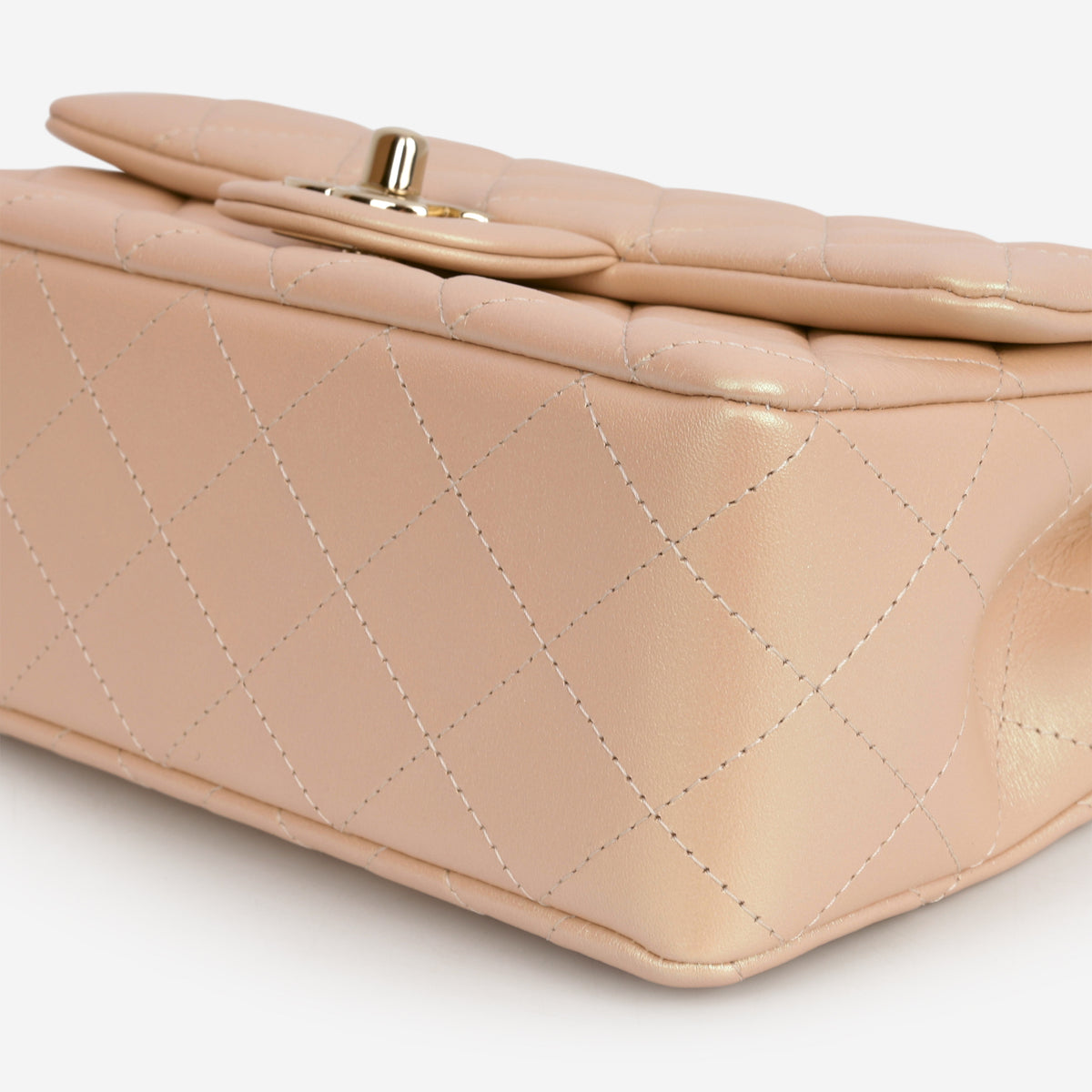 Chanel Mini Rectangular - Pink Pearlescent Lambskin | Champagne Gold Hardware - Bagista