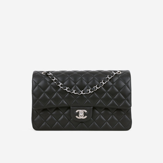 Chanel Medium Classic Flap - Black Lambskin | Silver Hardware