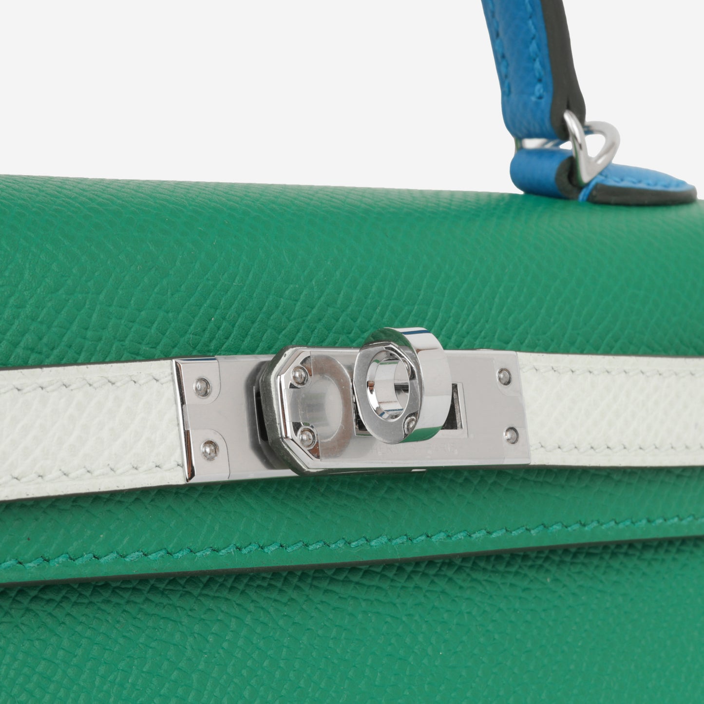 Hermès Mini Kelly Tricolore - Vert Vertigo / Vert Fizz / Bleu Zanzibar Epsom | Palladium Hardware