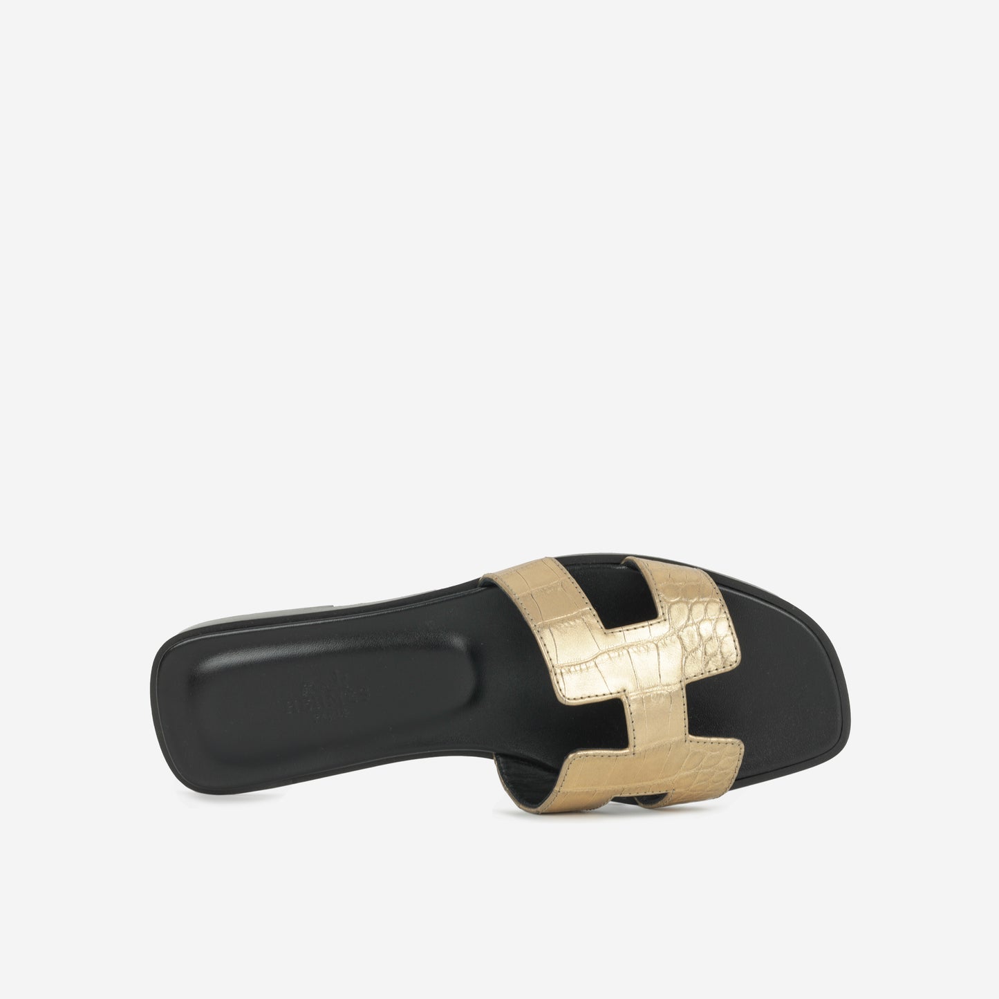 Hermès Oran Sandals - Dore Fonce Alligator Mississipiensis / Noir Swift