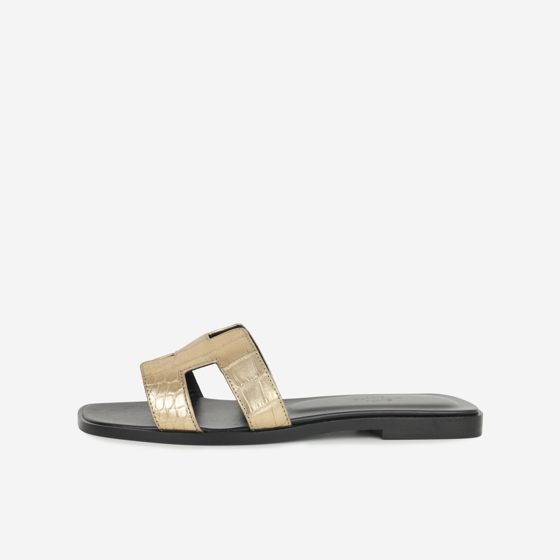 Hermès Oran Sandals Dore Fonce Alligator Mississipiensis Noir