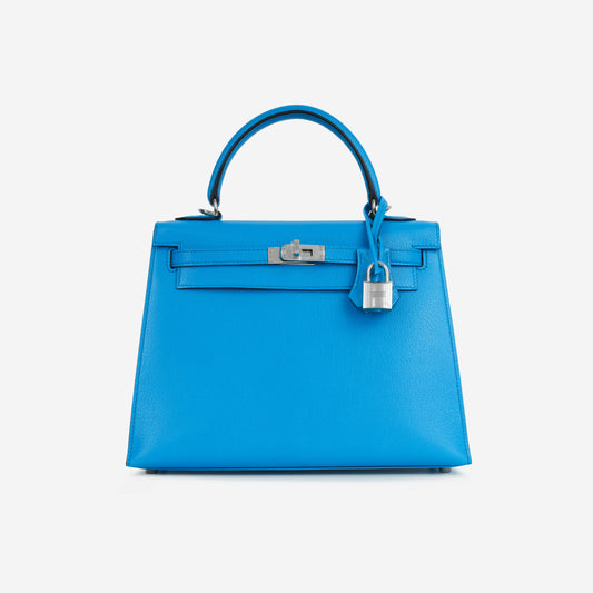 Hermès Kelly 25 - Bleu Frida Chevre Chamkila | Palladium Hardware
