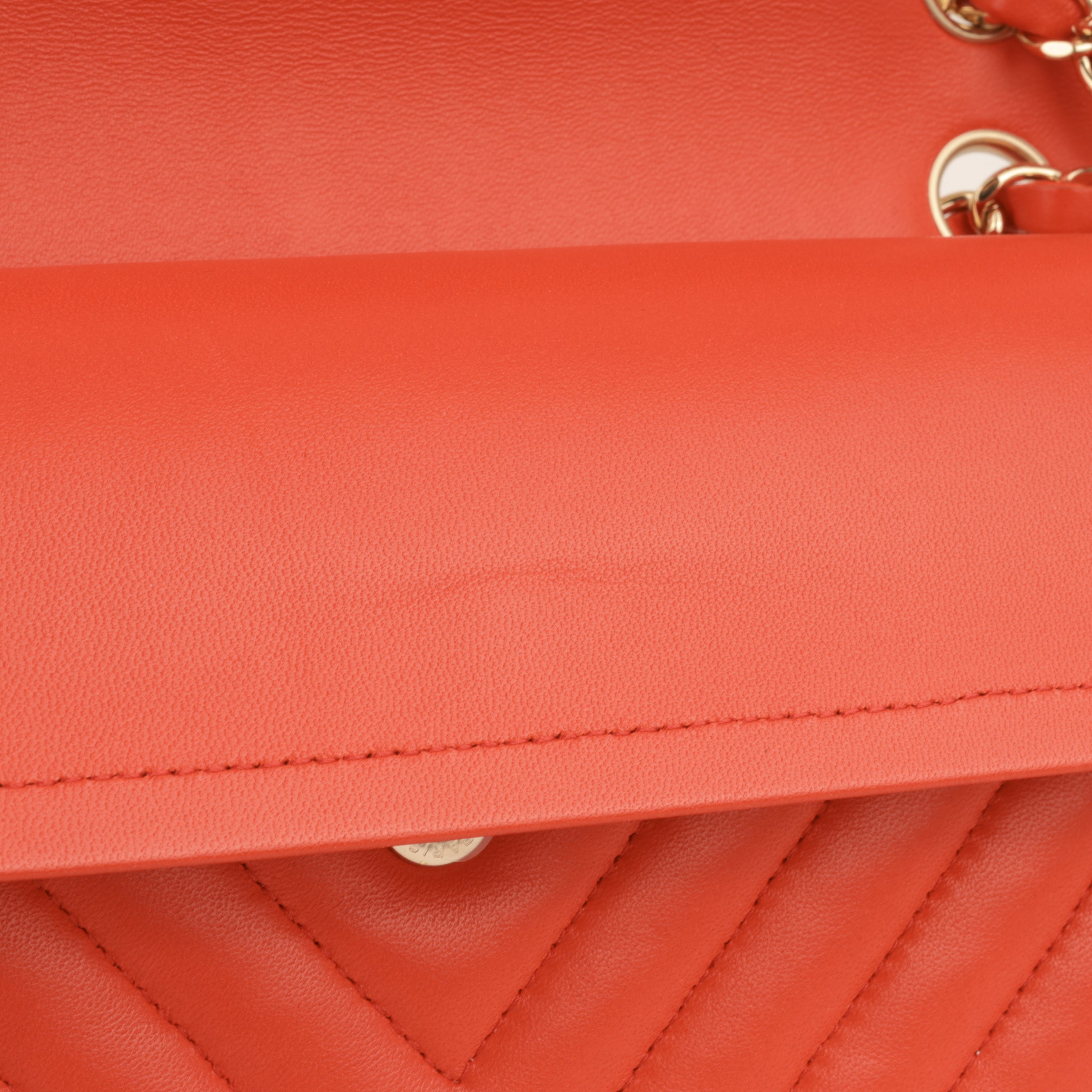 Chanel Medium Classic Flap - Coral Chevron Lambskin | Gold