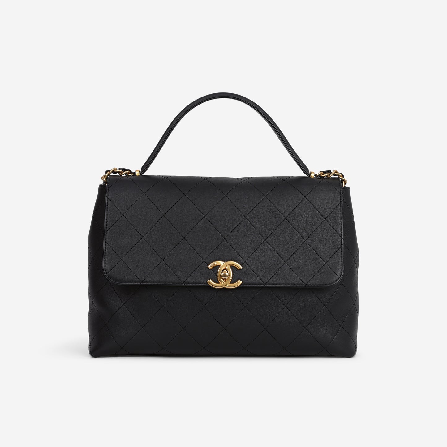 Chanel 25S Maxi CC Top Handle - Black Calfskin | Gold Hardware - Bagista