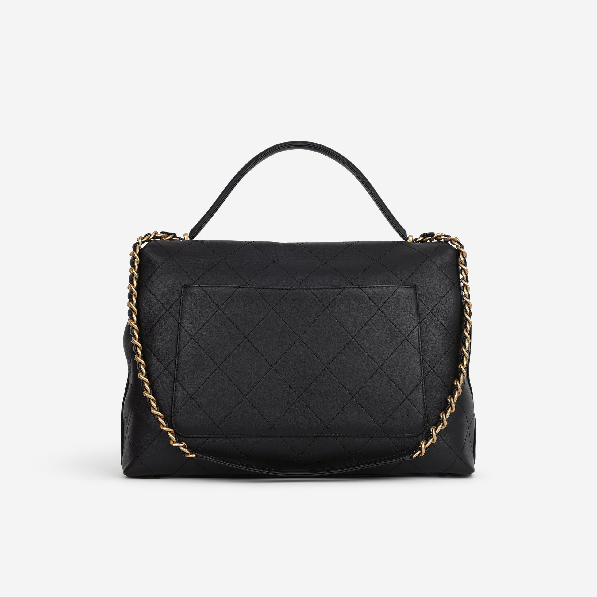 Chanel 25S Maxi CC Top Handle - Black Calfskin | Gold Hardware - Bagista