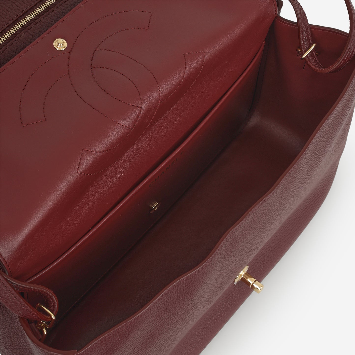 Chanel SS26 Maxi Flap Bag - Burgundy Grained Calfskin | Gold Hardware
