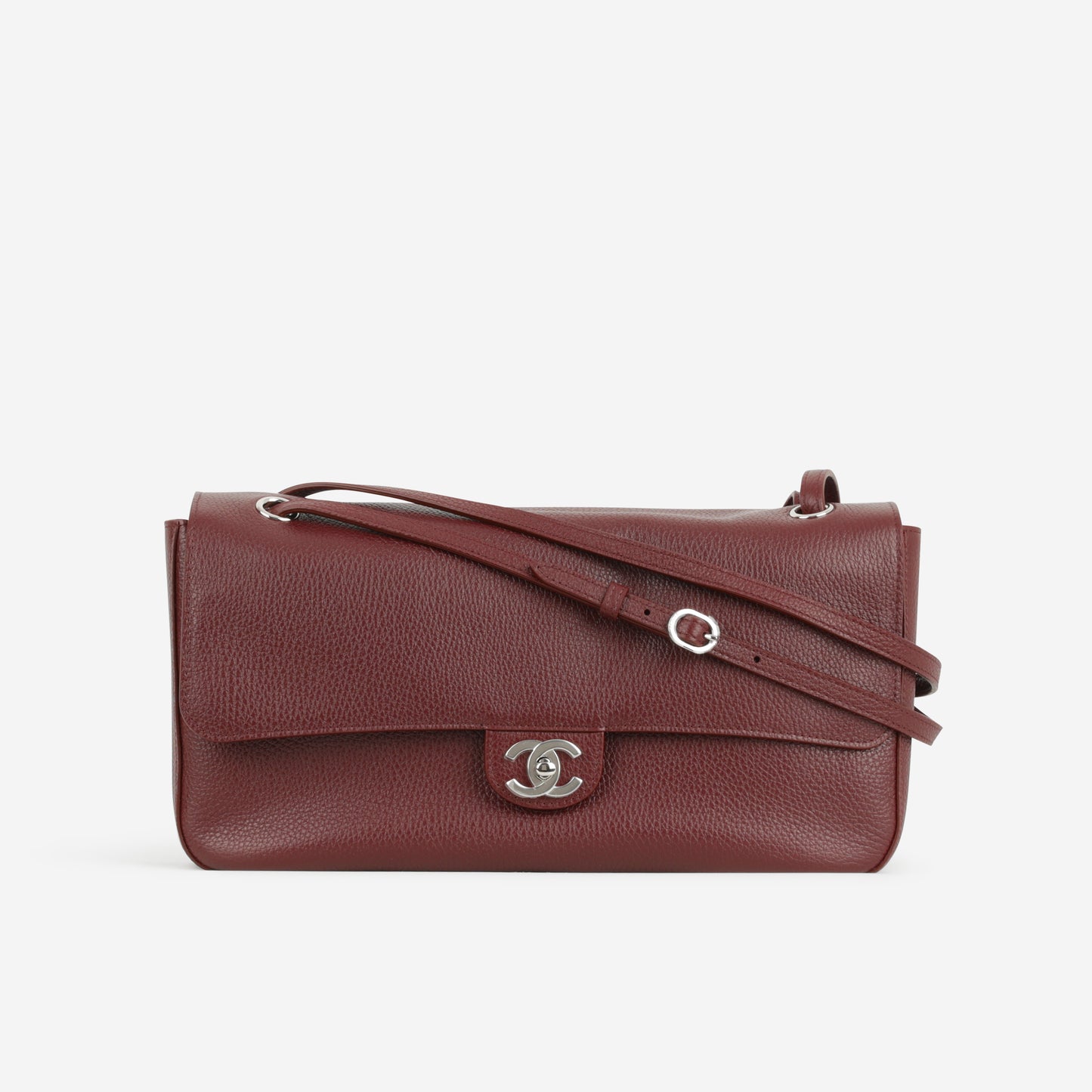 Chanel SS26 Maxi Flap Bag - Burgundy Grained Calfskin | Silver Hardware