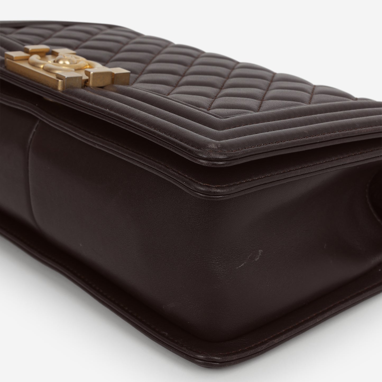 Chanel Old Medium Boy Bag - Brown Lambskin | Aged Gold Hardware