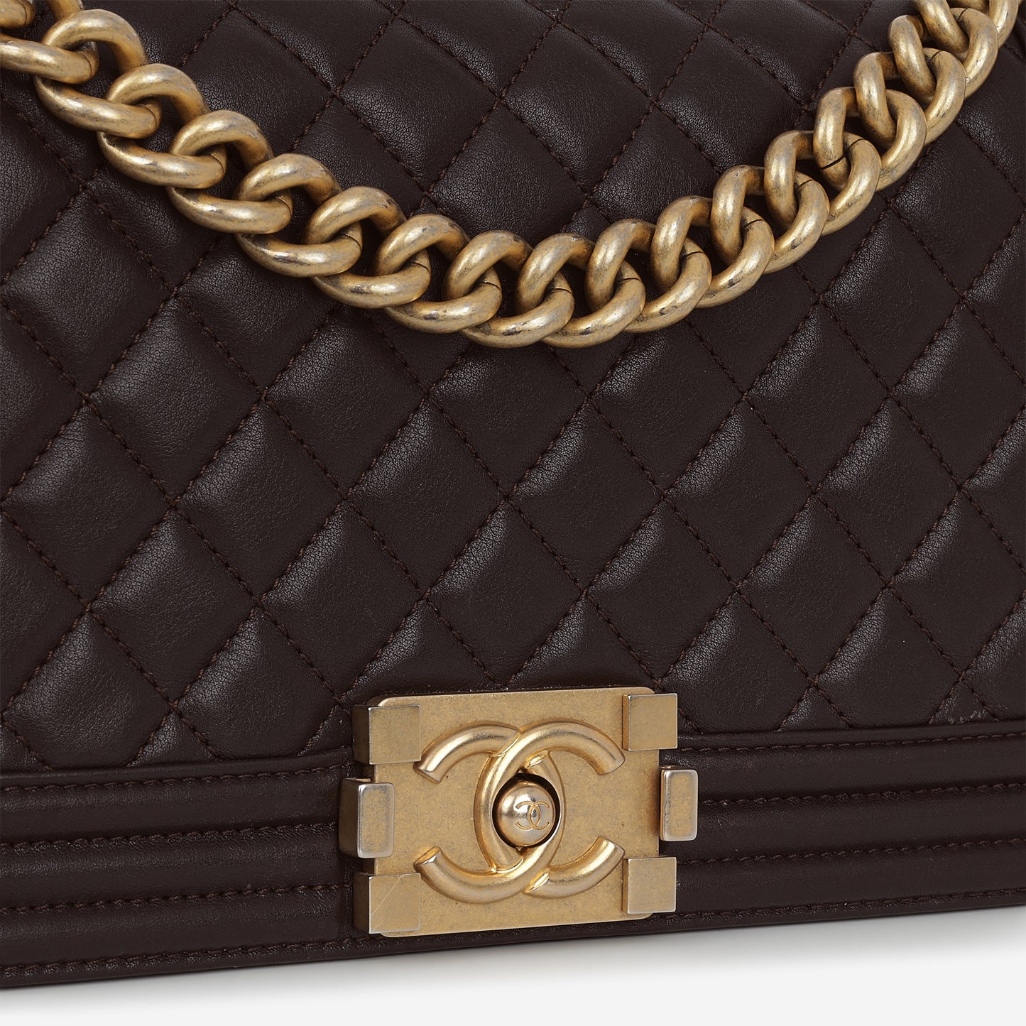 Chanel Old Medium Boy Bag - Brown Lambskin | Aged Gold Hardware