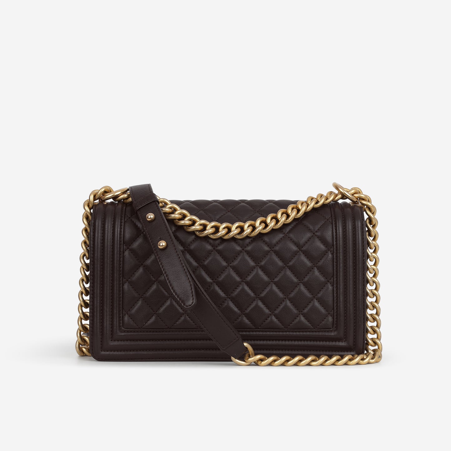 Chanel Old Medium Boy Bag - Brown Lambskin | Aged Gold Hardware