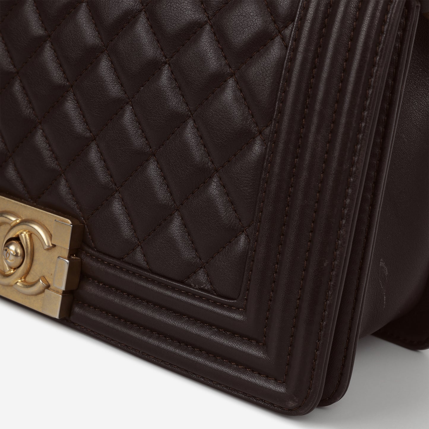 Chanel Old Medium Boy Bag - Brown Lambskin | Aged Gold Hardware