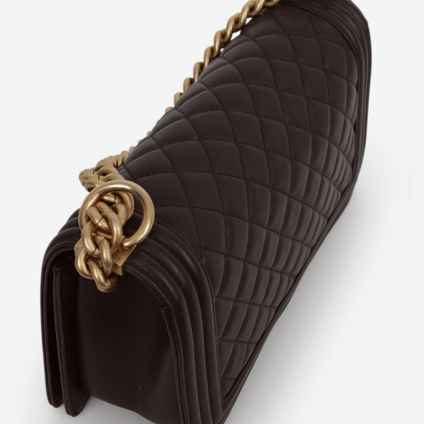 Chanel Old Medium Boy Bag - Brown Lambskin | Aged Gold Hardware