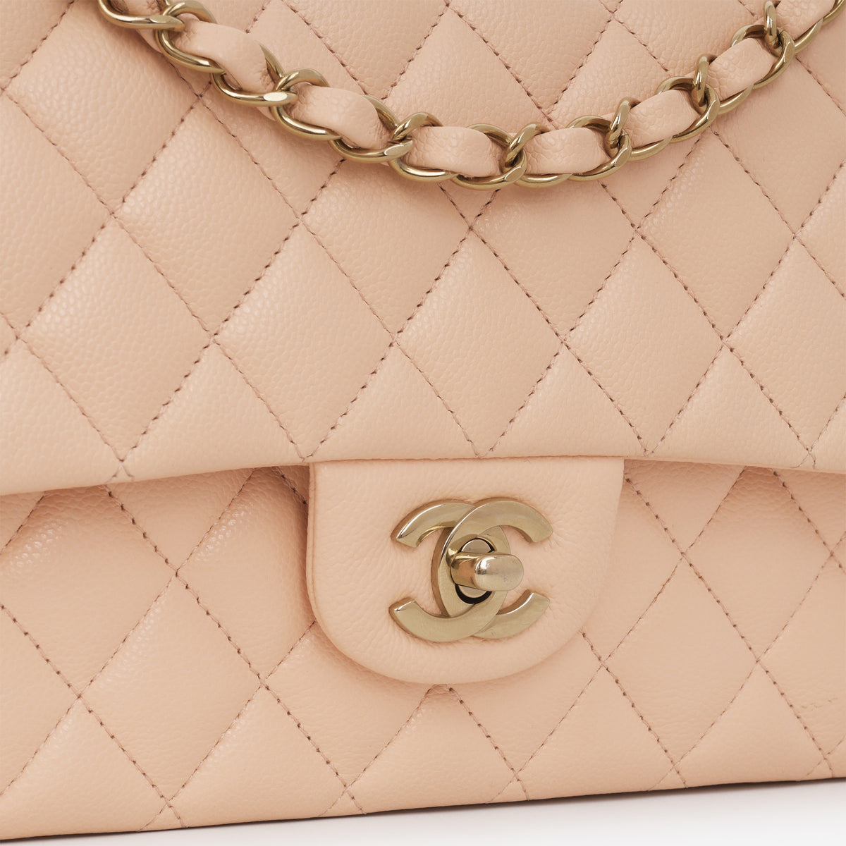 Chanel Medium Classic Flap - Beige Caviar | Champagne Gold Hardware