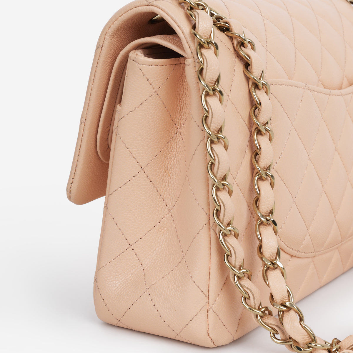 Chanel Medium Classic Flap - Beige Caviar | Champagne Gold Hardware