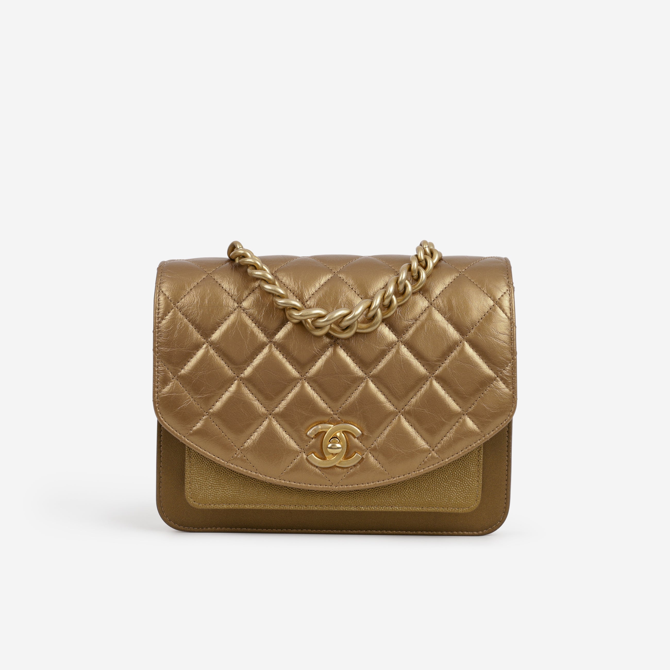 Chanel Chain Handle Flap Bag - Bronze Caviar / Calfskin | Gold