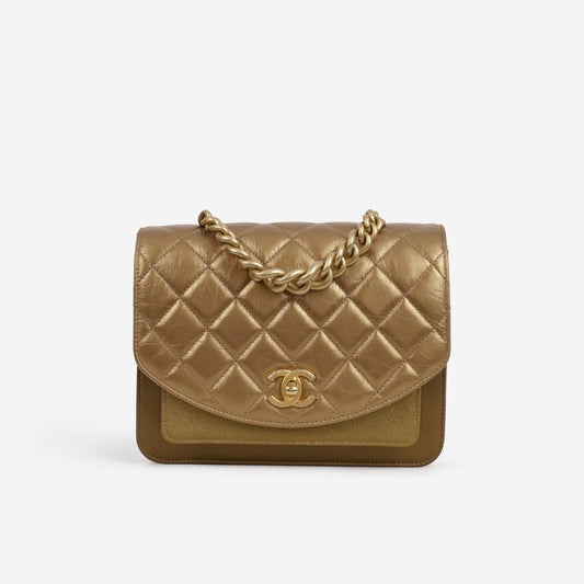 Chanel Chain Handle Flap Bag - Bronze Caviar / Calfskin | Gold Hardware - Bagista