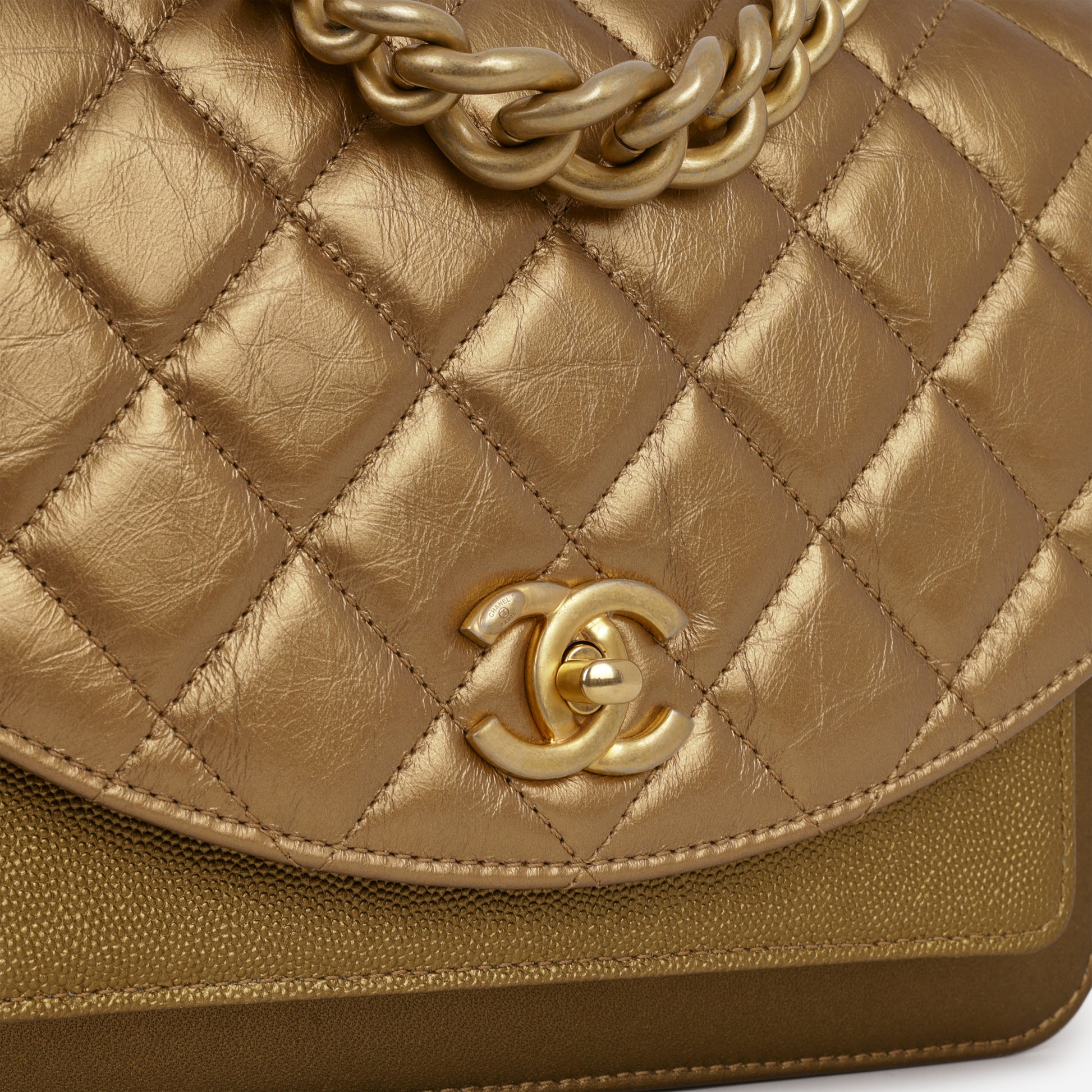 Chanel Chain Handle Flap Bag - Bronze Caviar / Calfskin | Gold Hardware - Bagista