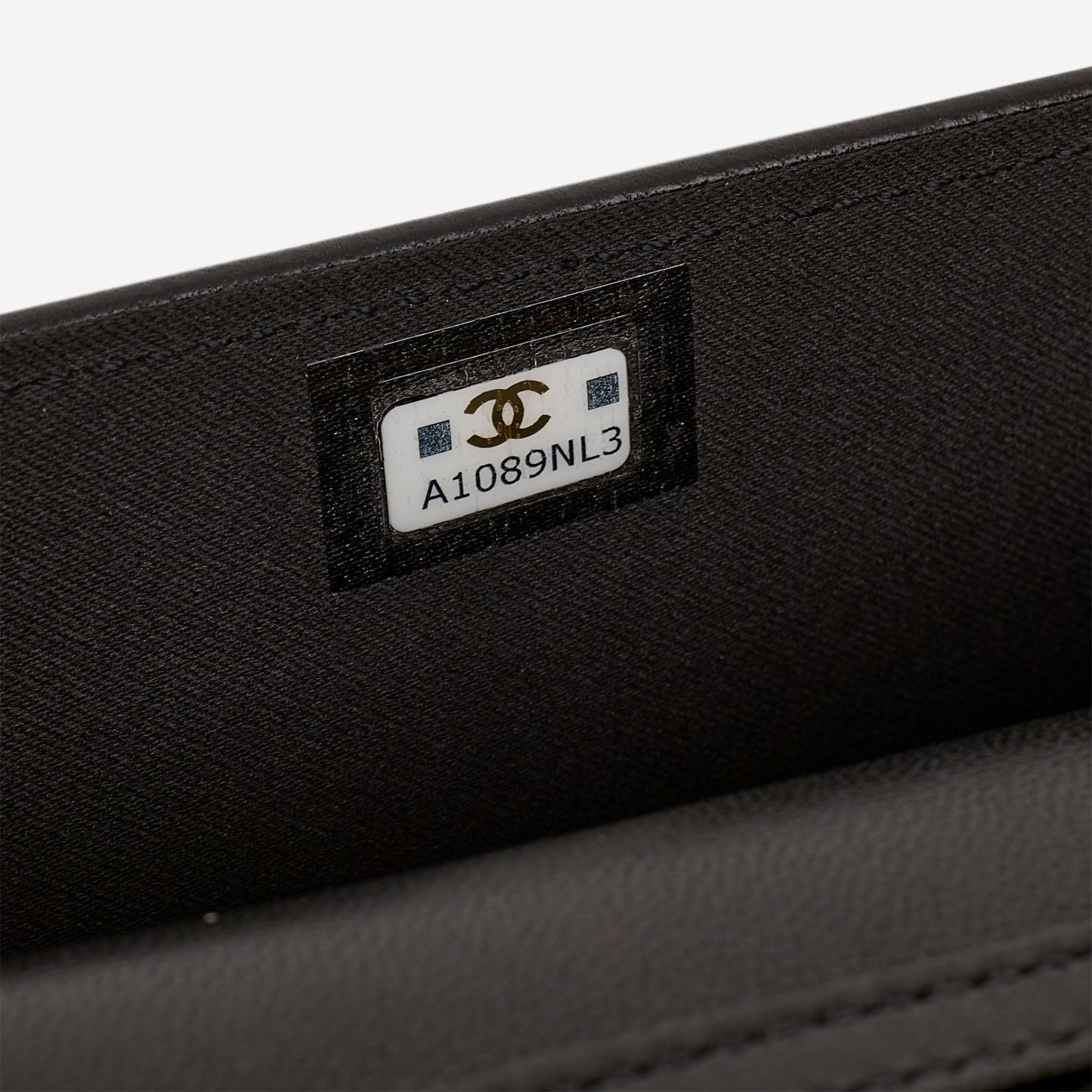 Chanel Micro Cardholder on Chain - Navy Swarovski / Black Lambskin | Champagne Gold Hardware