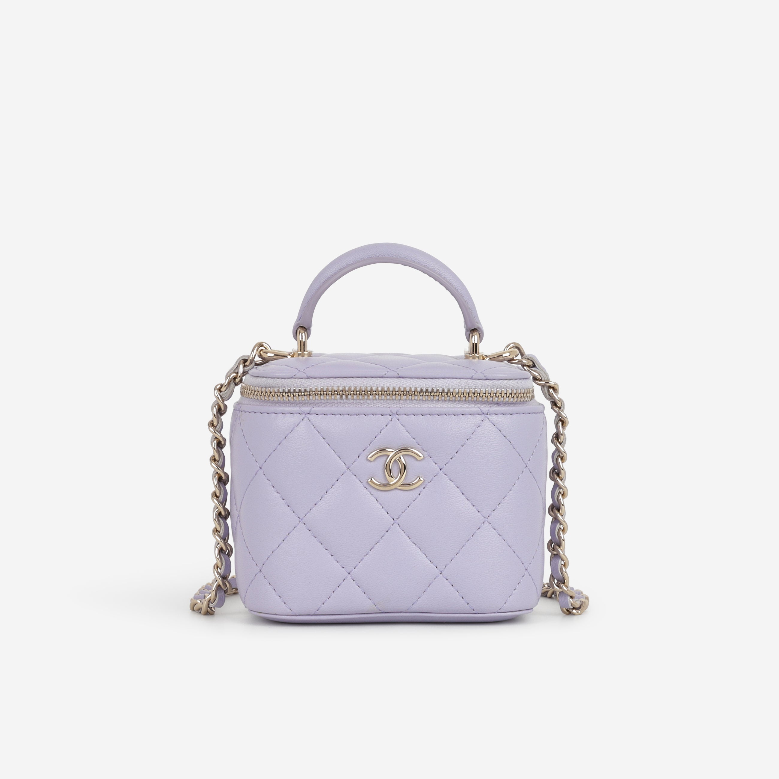 Chanel Mini Top Handle Vanity Lilac Lambskin Champagne Gold