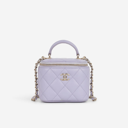 Chanel Mini Top Handle Vanity - Lilac Lambskin | Champagne Gold Hardware